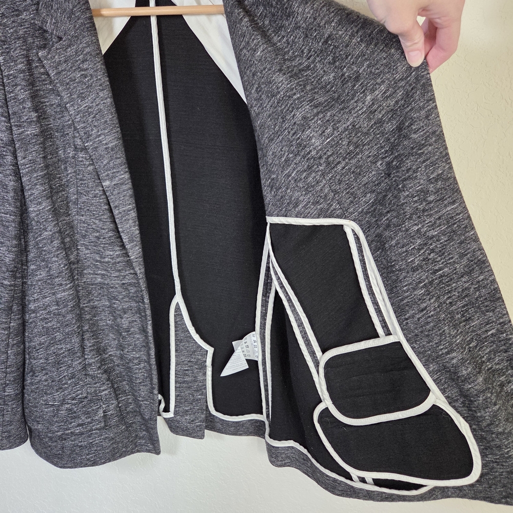 Hugo Boss Jasmena Knit Gray Soft Stretch Ponte Career Jacket Blazer Size 10 - Picture 8 of 16
